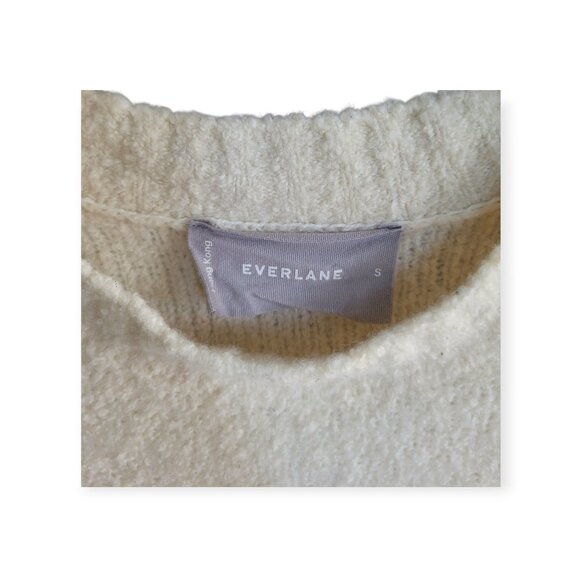 Everlane Cream Wool Blend Crewneck Sweater Womens Small Minimalist Neutral - Picture 4 of 9